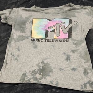 MTV Tie-Dye Logo Gray Short Sleeve Tee